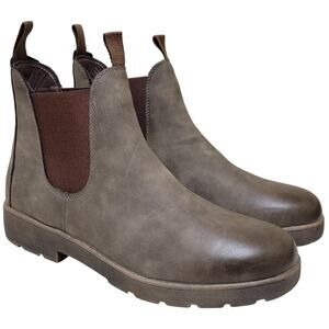 Sun + Stone Men Hawkes Chelsea Ankle Boots Size US 12M Grey Faux Leather